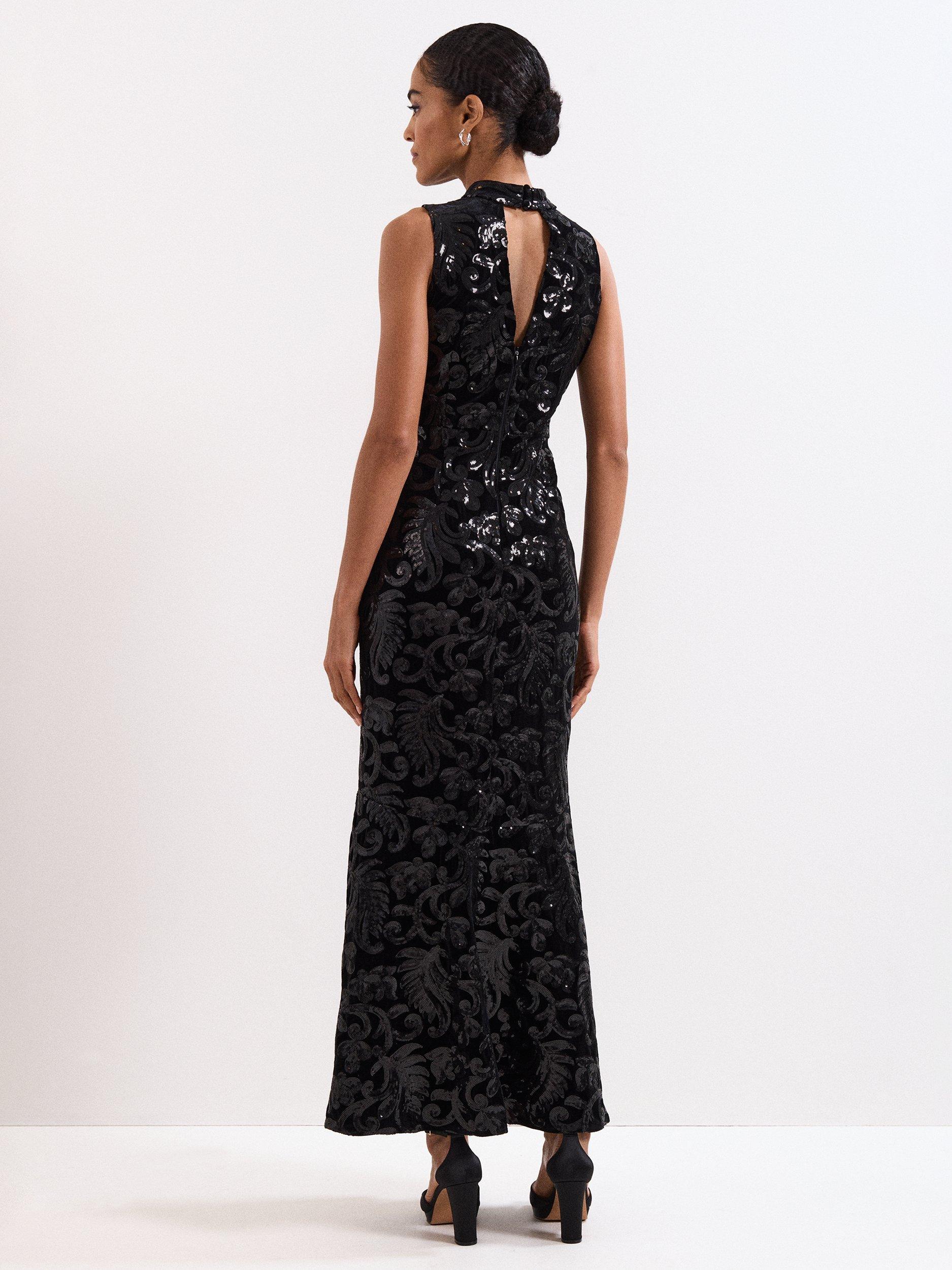 Product image 2 of 11, which shows Phase Eight Trudy Sequin Maxi Dress, Black, 6