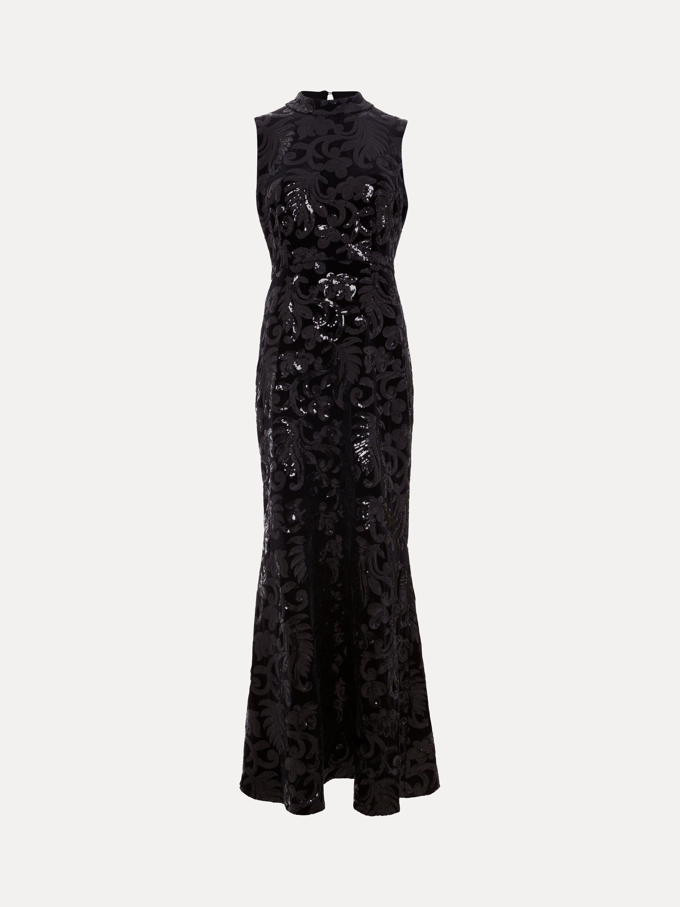 Product image 5 of 11, which shows Phase Eight Trudy Sequin Maxi Dress, Black, 6