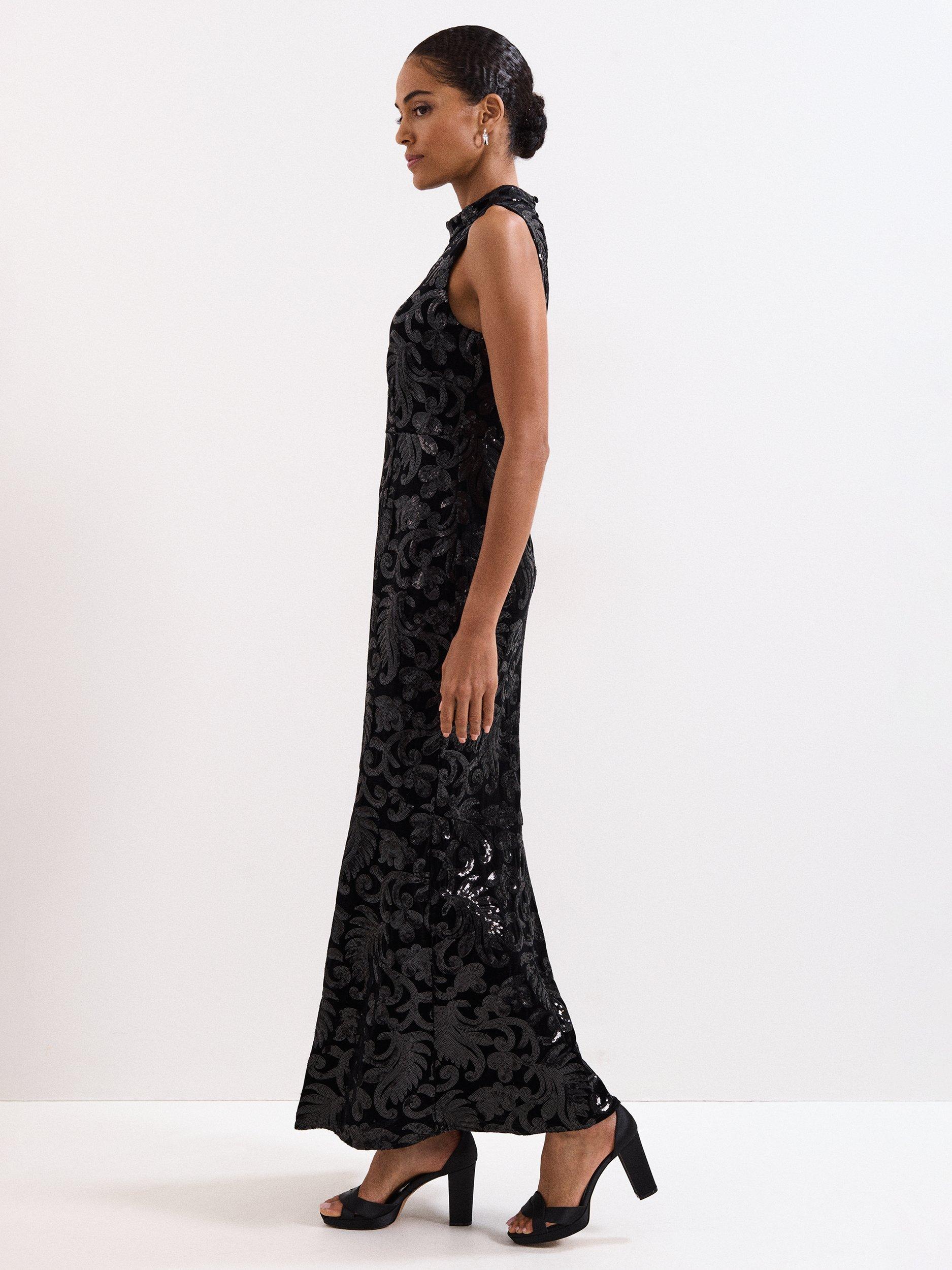 Product image 10 of 11, which shows Phase Eight Trudy Sequin Maxi Dress, Black, 6