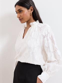 Phase Eight Amal Floral Textured Blouse, Cream, Cream