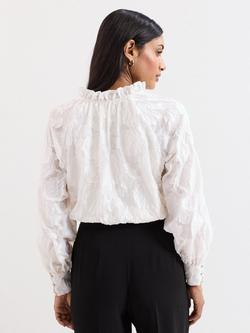 Phase Eight Amal Floral Textured Blouse, Cream - view 2, Cream