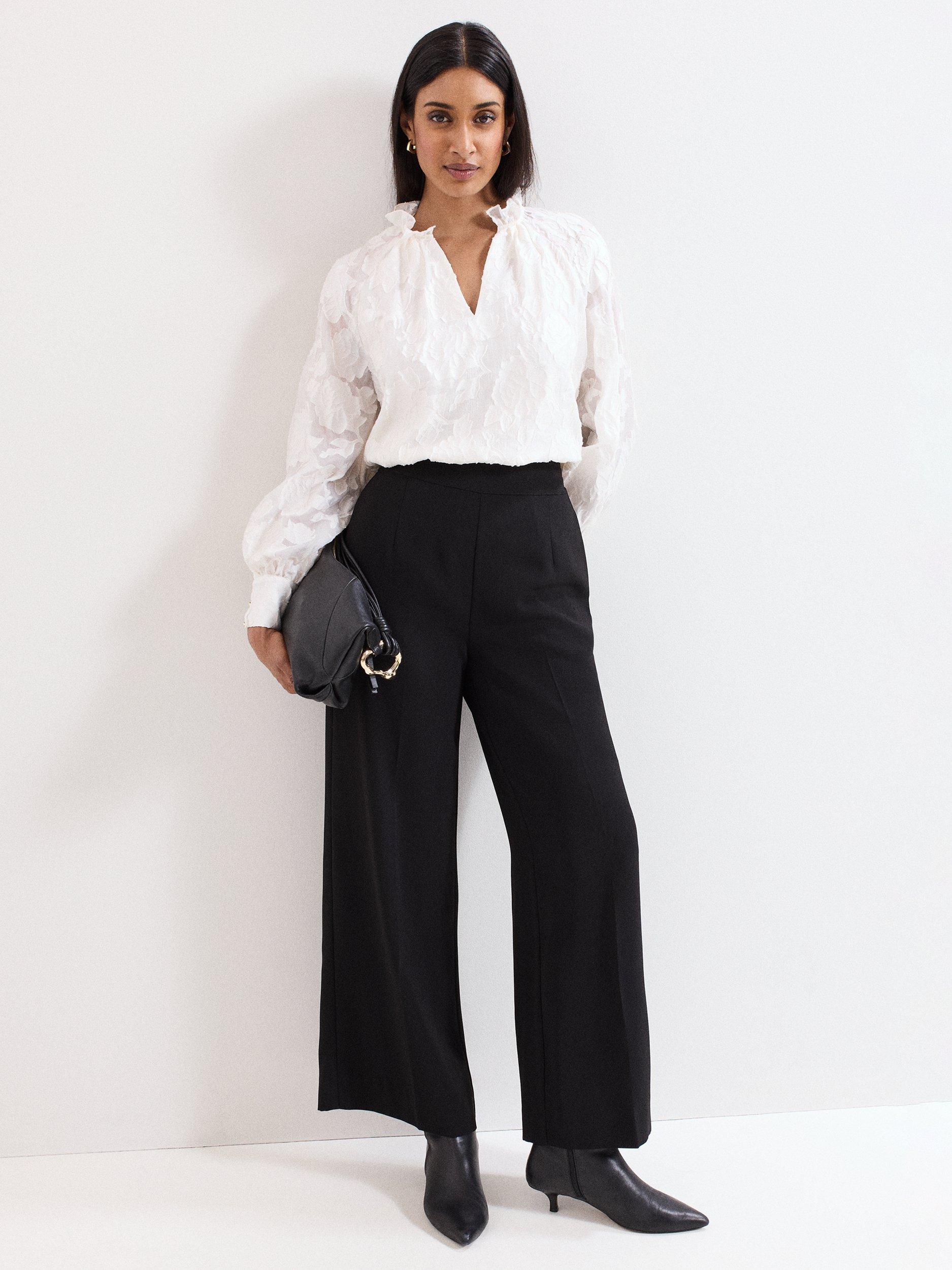 Product image 3 of 8, which shows Phase Eight Amal Floral Textured Blouse, Cream, 10