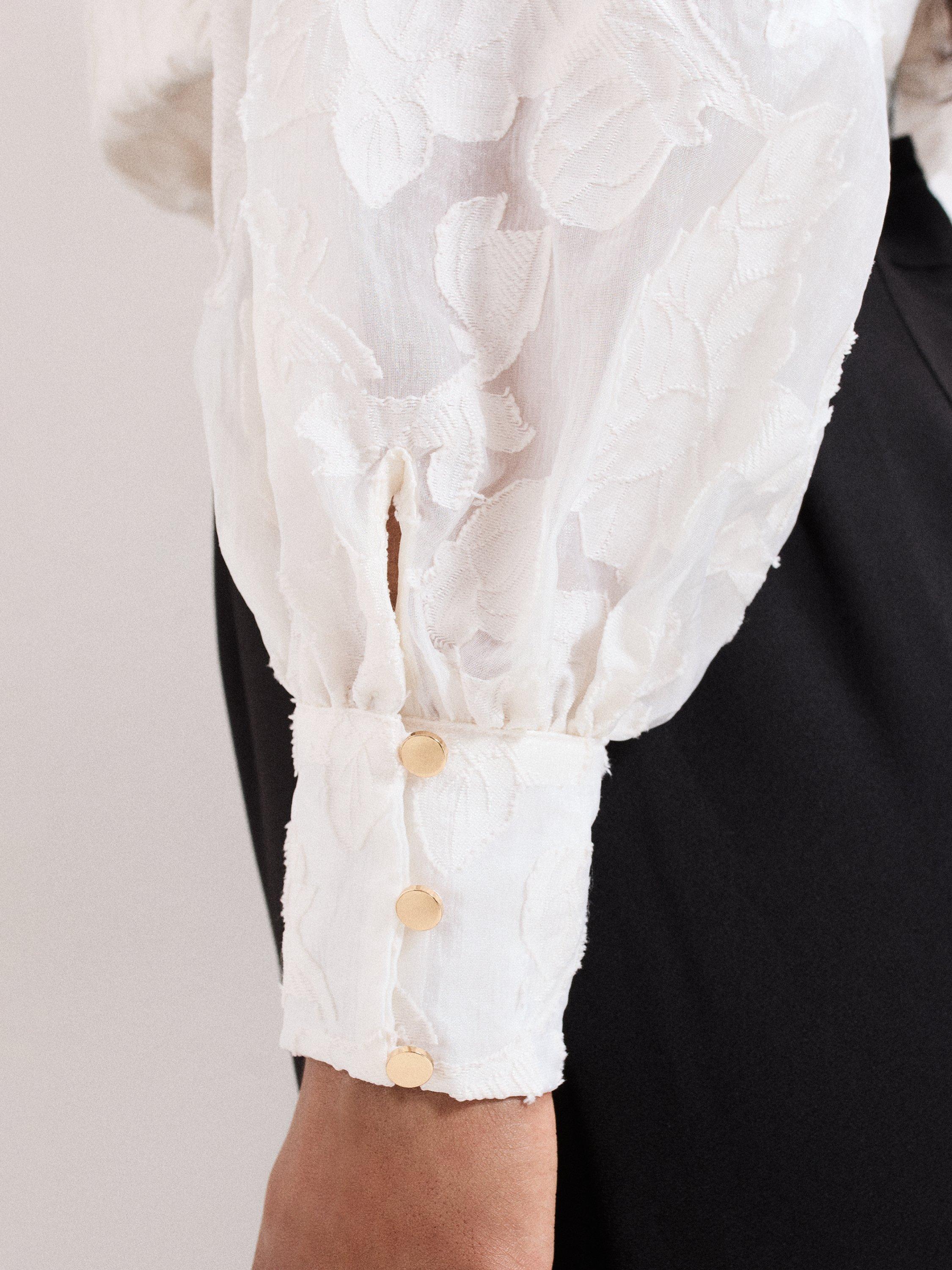Product image 8 of 8, which shows Phase Eight Amal Floral Textured Blouse, Cream, 10