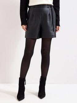 Phase Eight Finlay Faux Leather Shorts, Black, Black