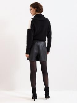 Phase Eight Finlay Faux Leather Shorts, Black - view 2, Black