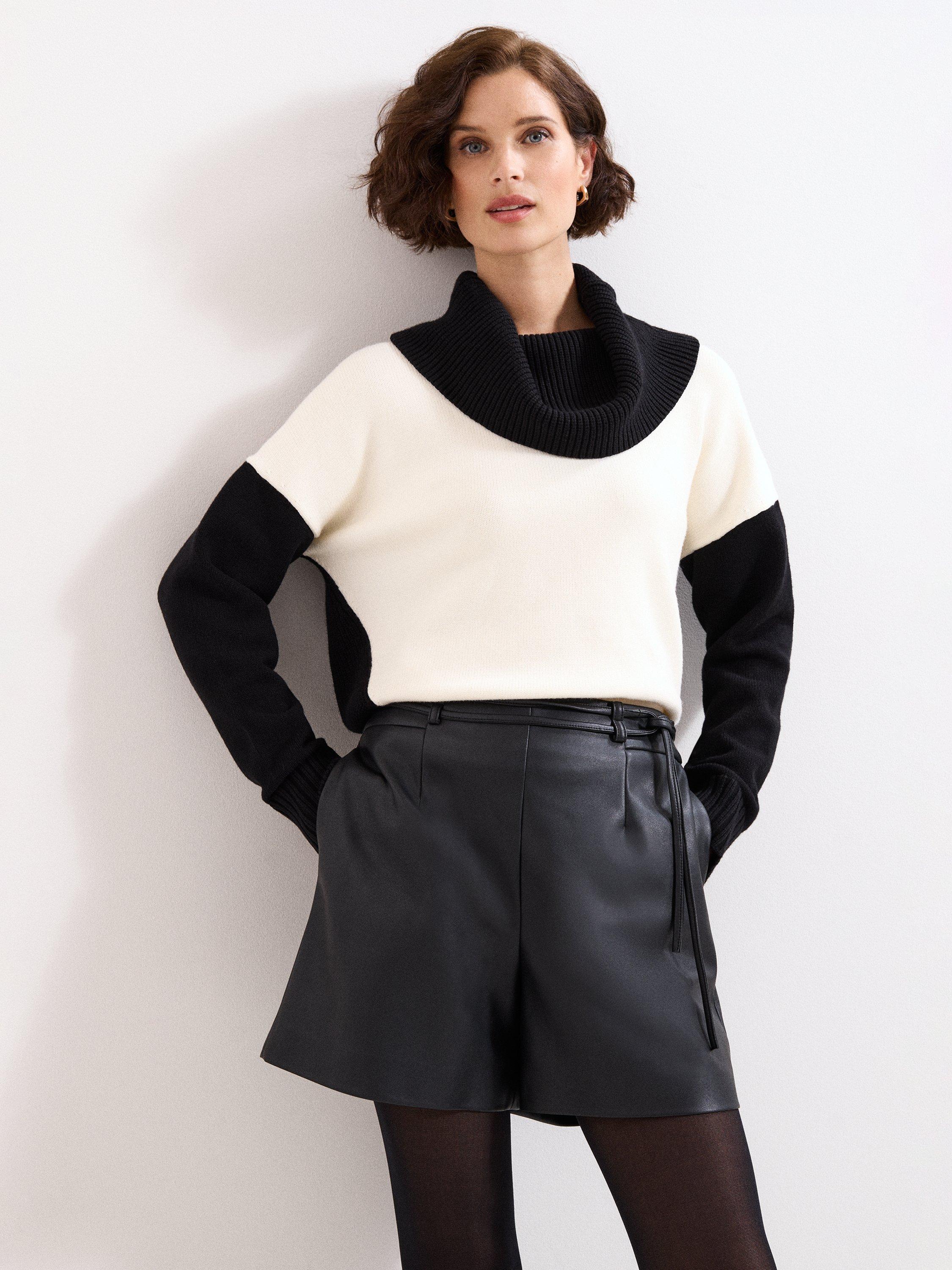 Product image 7 of 7, which shows Phase Eight Finlay Faux Leather Shorts, Black, 10