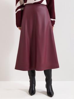 Phase Eight Antoinette Faux Leather Skirt, Dark Red, Dark Red