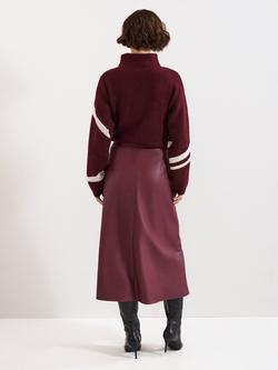 Phase Eight Antoinette Faux Leather Skirt, Dark Red - view 2, Dark Red