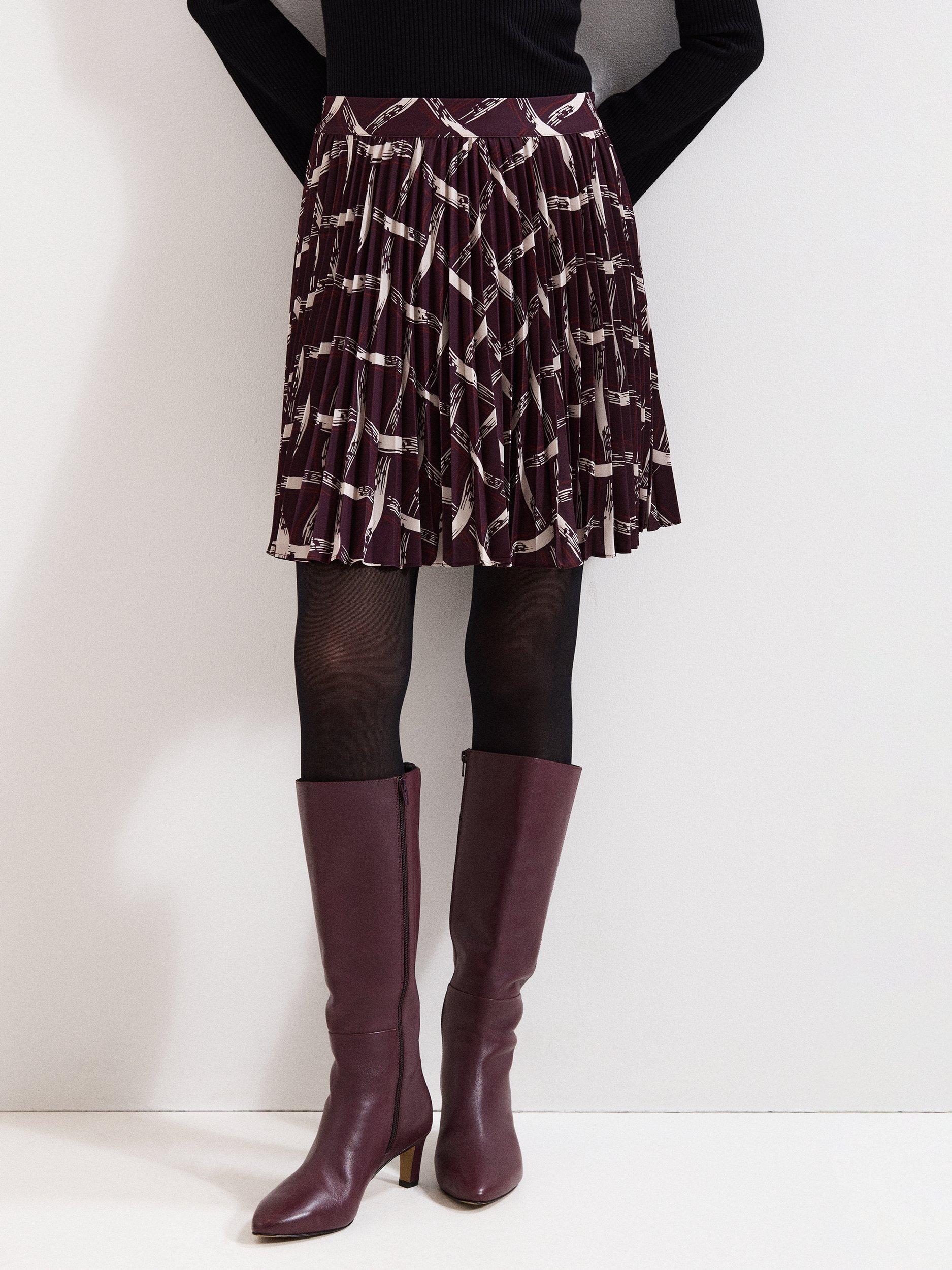 Product image 1 of 8, which shows Phase Eight Mairi Check Mini Skirt, Dark Red, 16