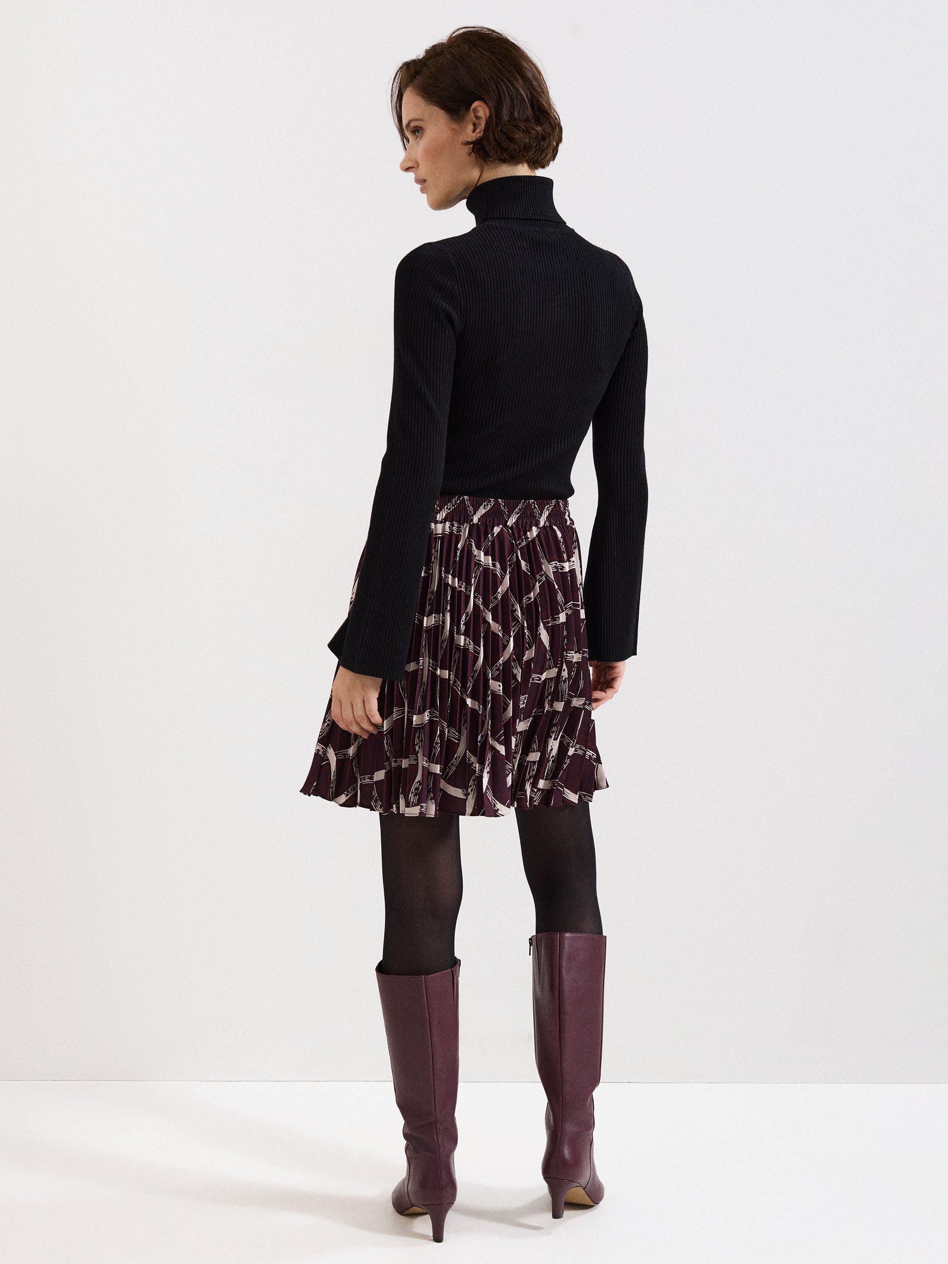 Product image 2 of 8, which shows Phase Eight Mairi Check Mini Skirt, Dark Red, 16