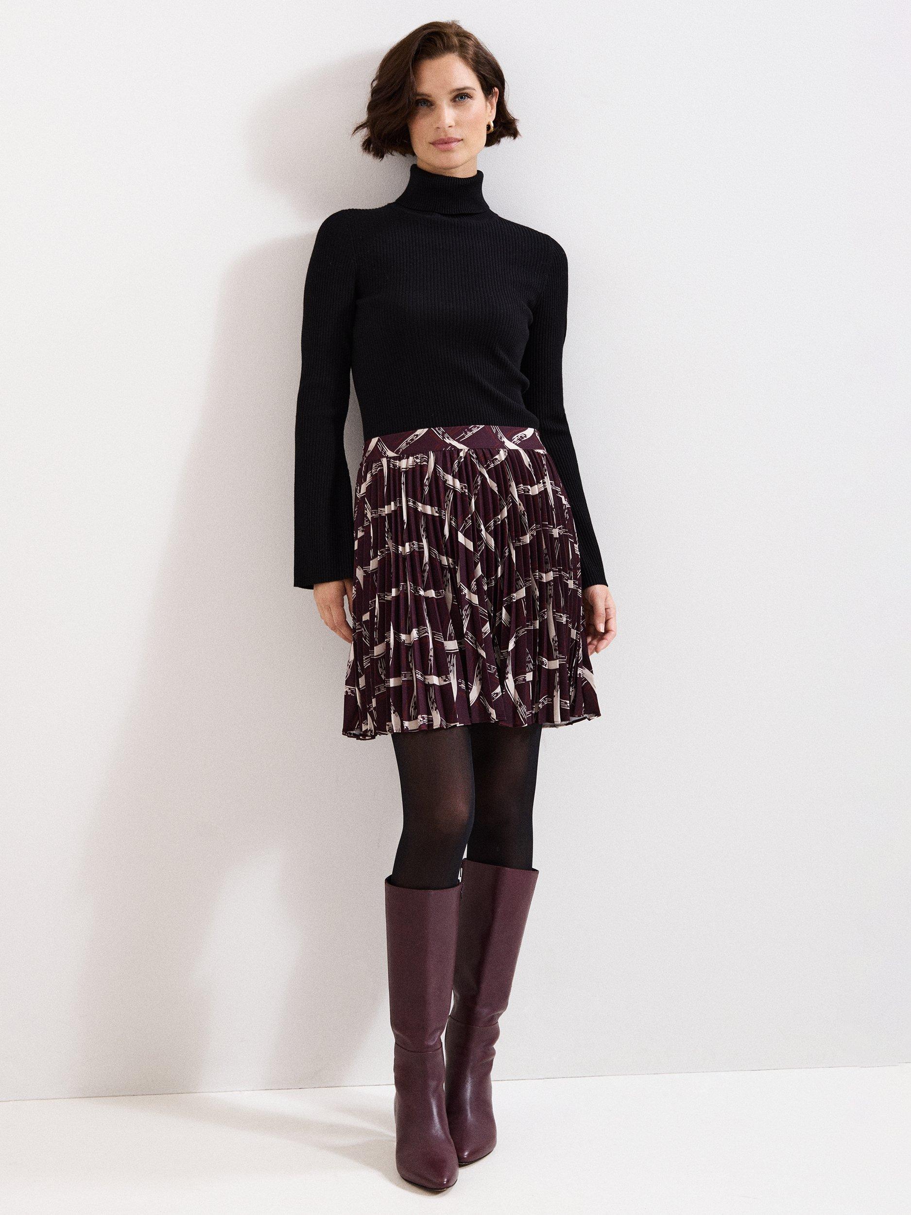 Product image 3 of 8, which shows Phase Eight Mairi Check Mini Skirt, Dark Red, 16