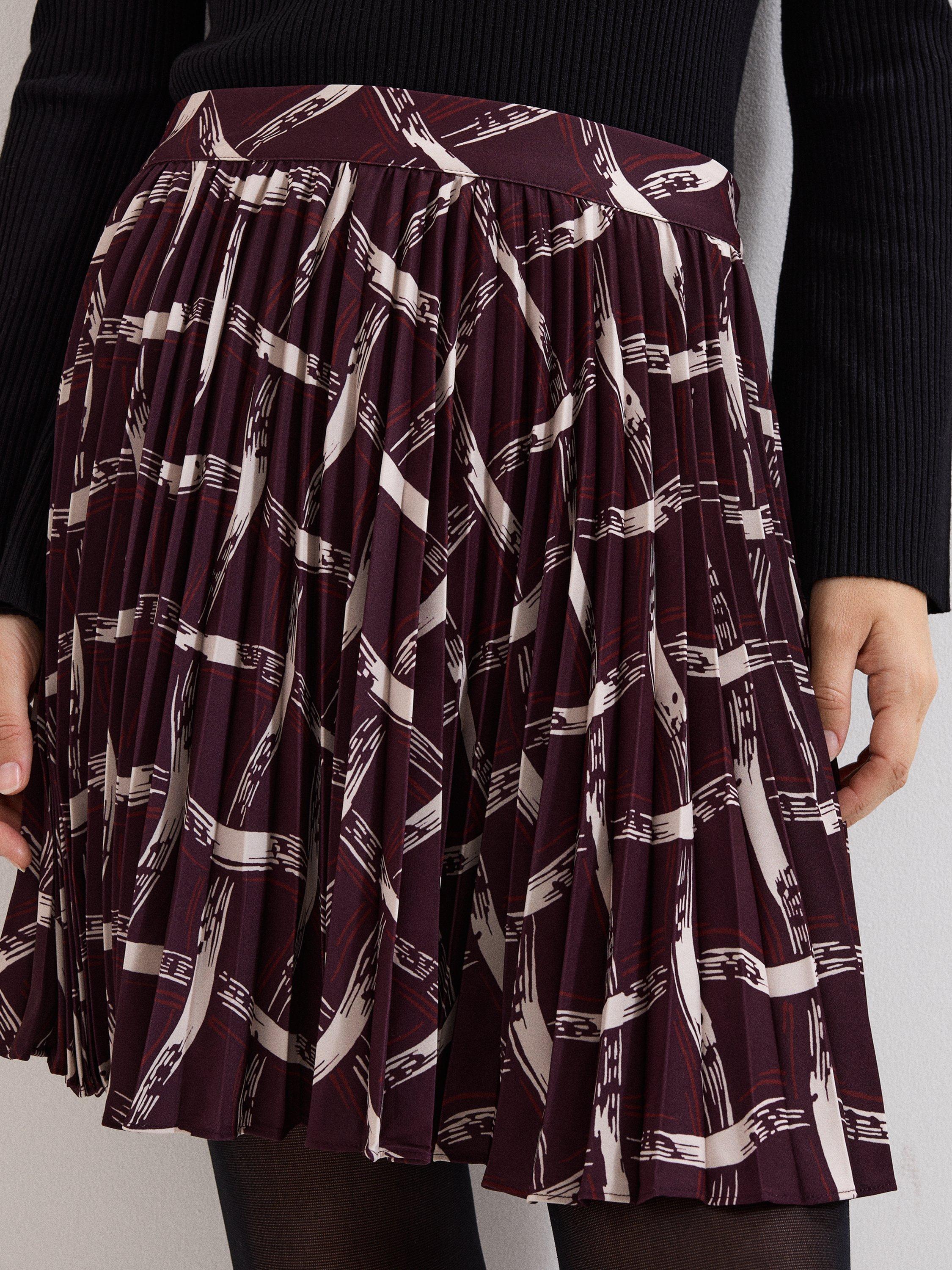 Product image 4 of 8, which shows Phase Eight Mairi Check Mini Skirt, Dark Red, 16