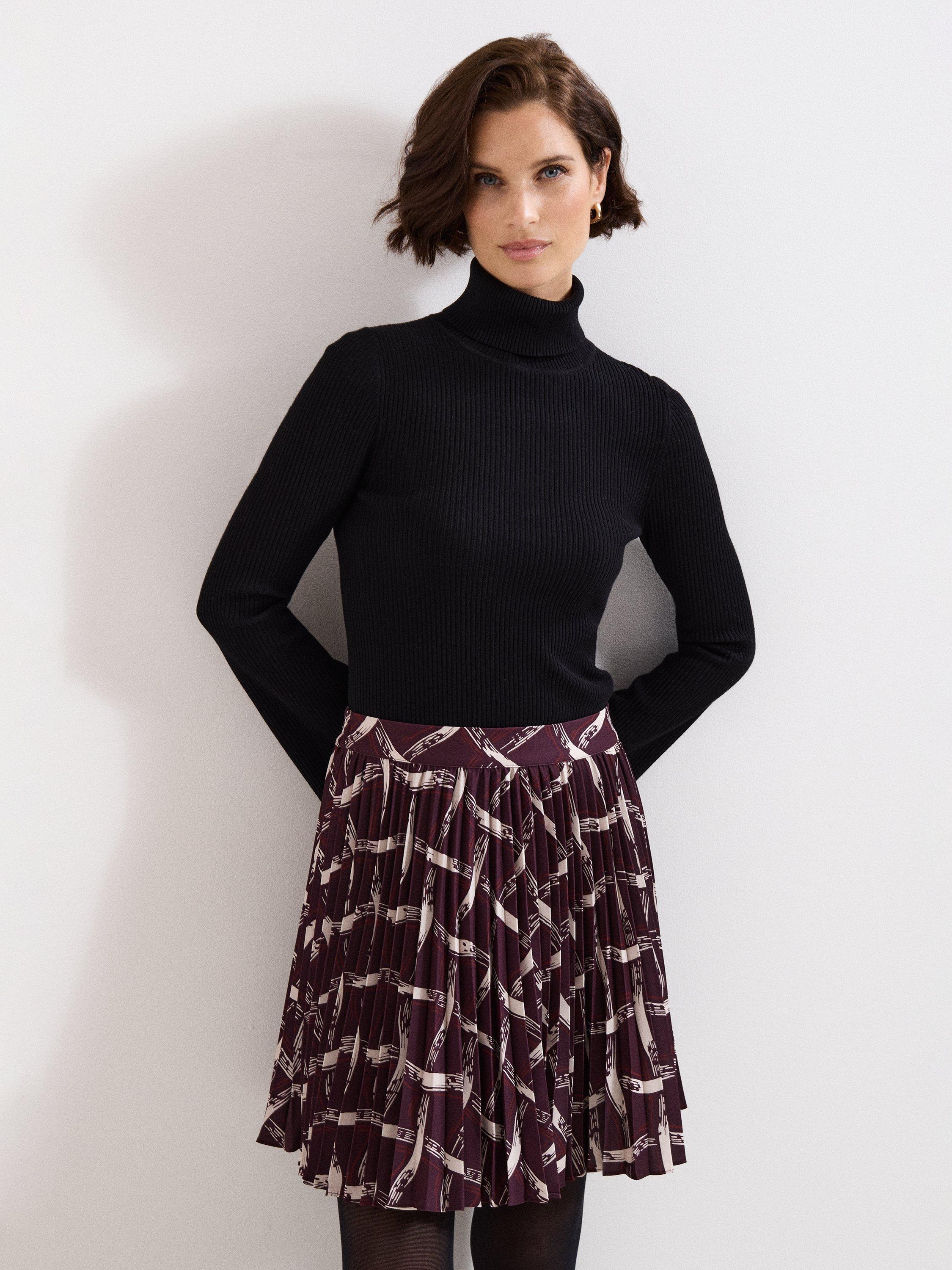 Product image 7 of 8, which shows Phase Eight Mairi Check Mini Skirt, Dark Red, 16