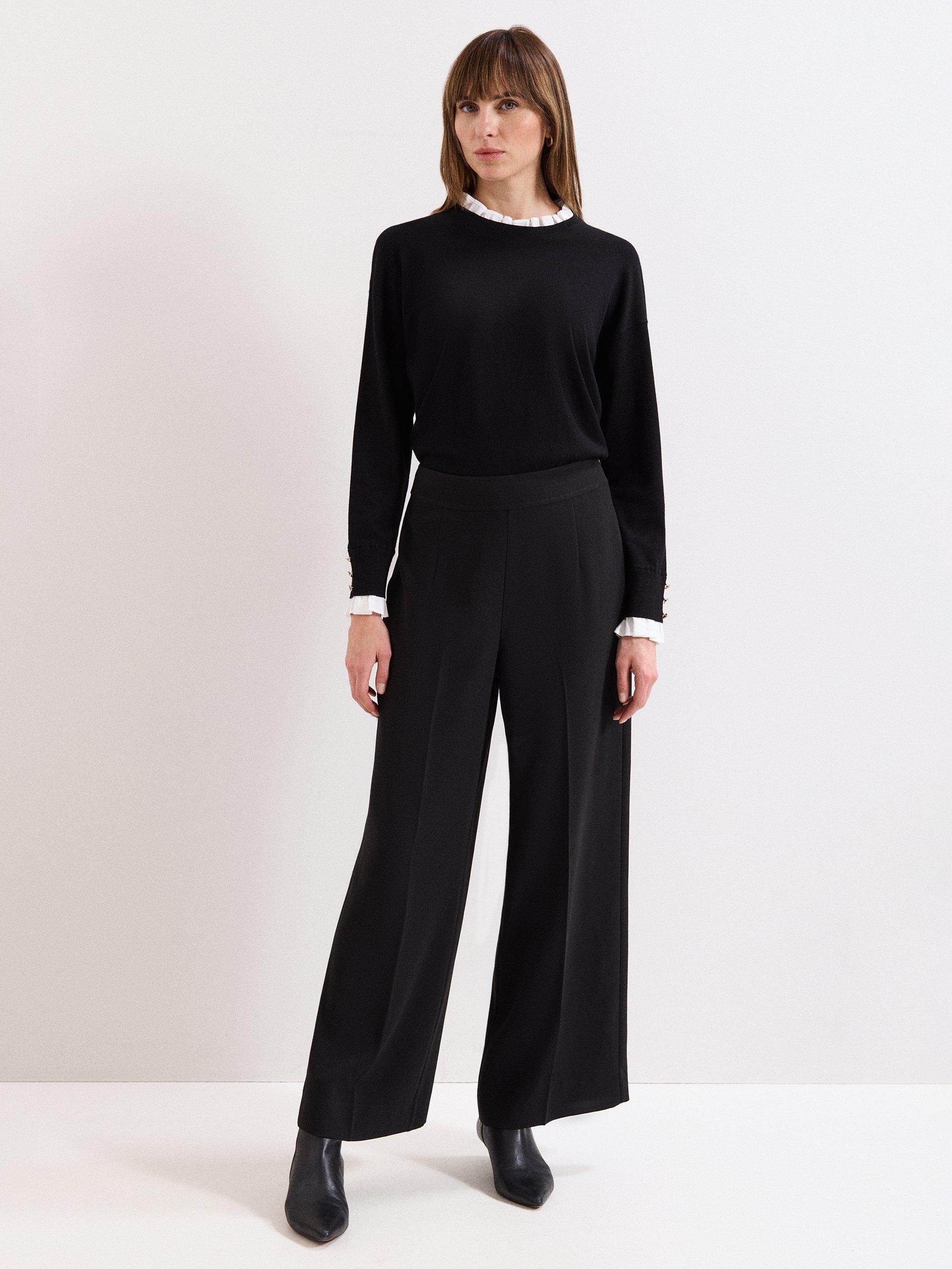 Product image 3 of 7, which shows Phase Eight Petite Vari Tailored Trousers, Black, 6