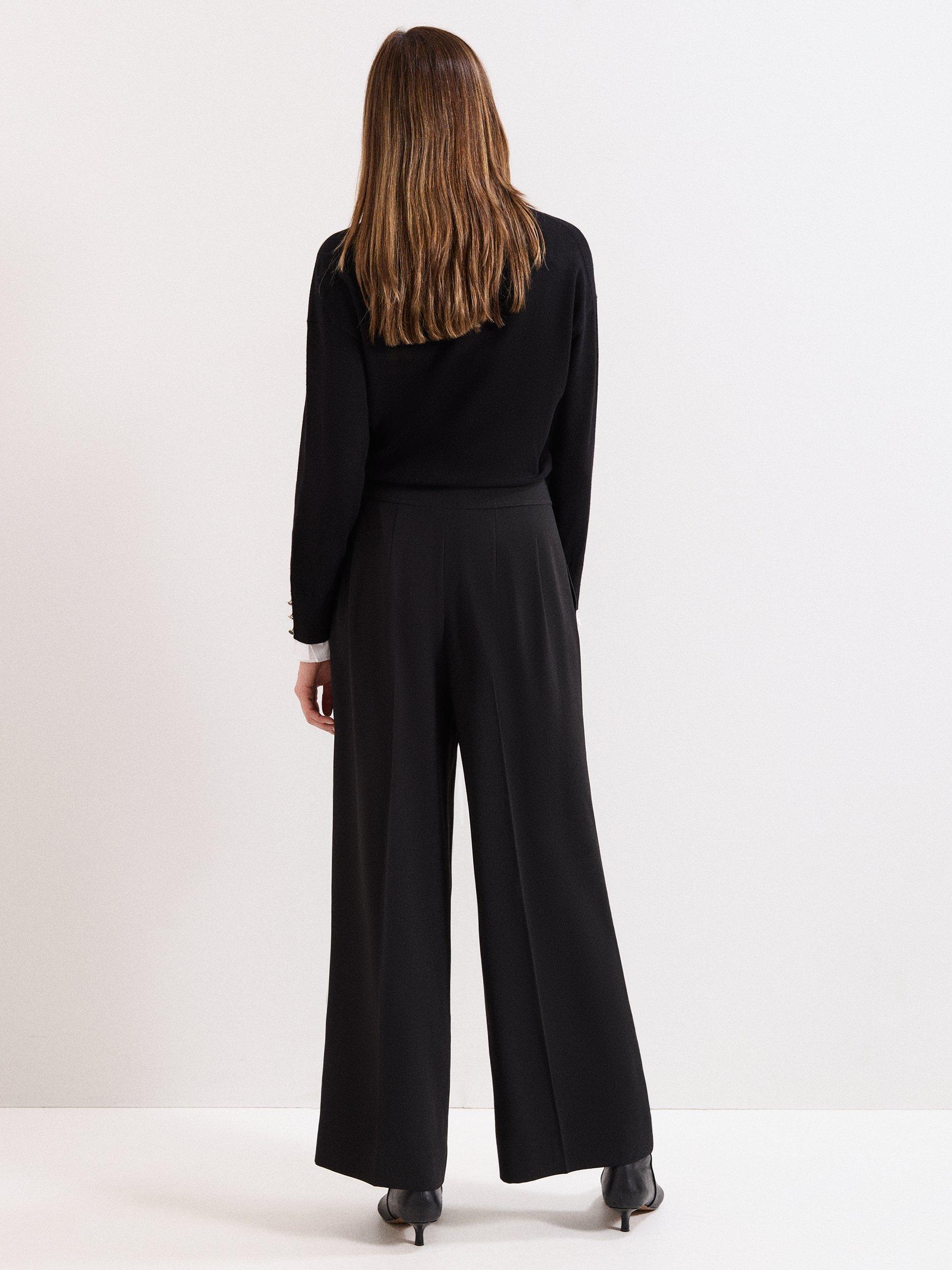 Product image 2 of 7, which shows Phase Eight Vari Tailored Wide Leg Trousers, Black, 8