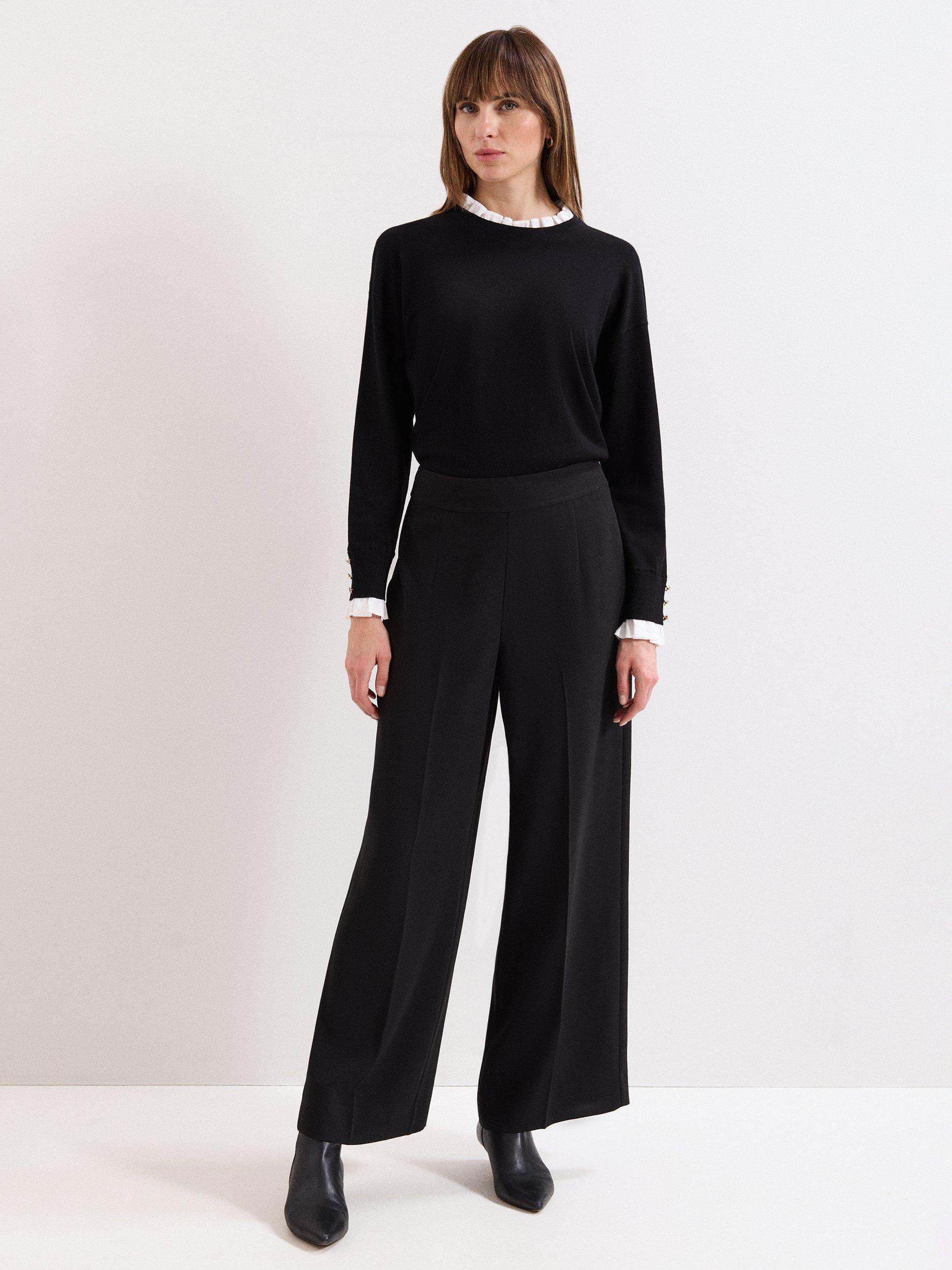 Product image 3 of 7, which shows Phase Eight Vari Tailored Wide Leg Trousers, Black, 8