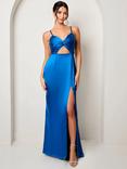 Chi Chi London Satin Sleeveless Plunge Neck Maxi Dress