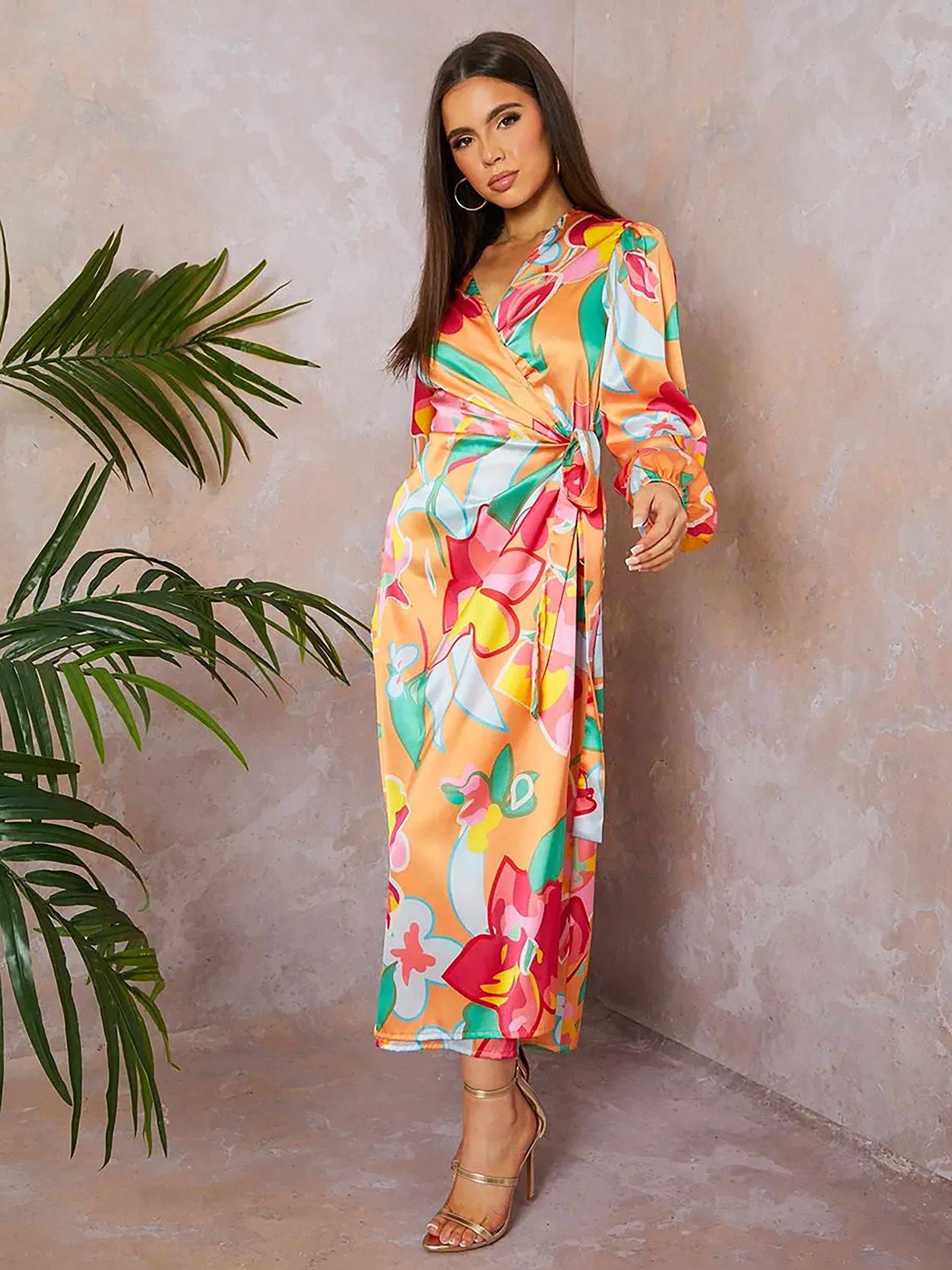 midi dress chi chi london Sleeveless Floral Print Midi Dress in Pink