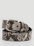 HUSH Eyelet Snake Skin Print Belt, Ecru/Black