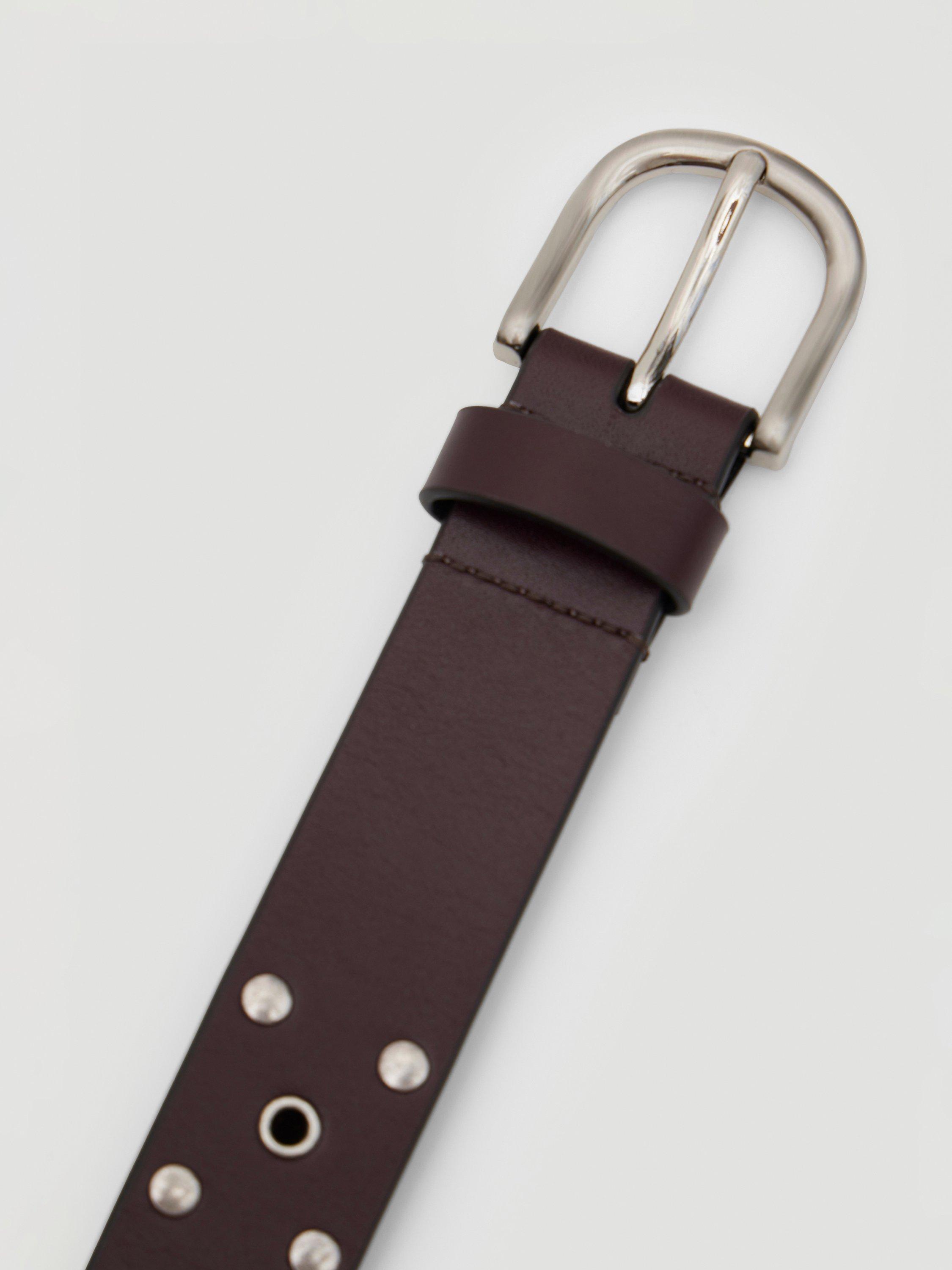 Product image 2 of 5, which shows HUSH Eyelet Belt, Wine Red, S-M