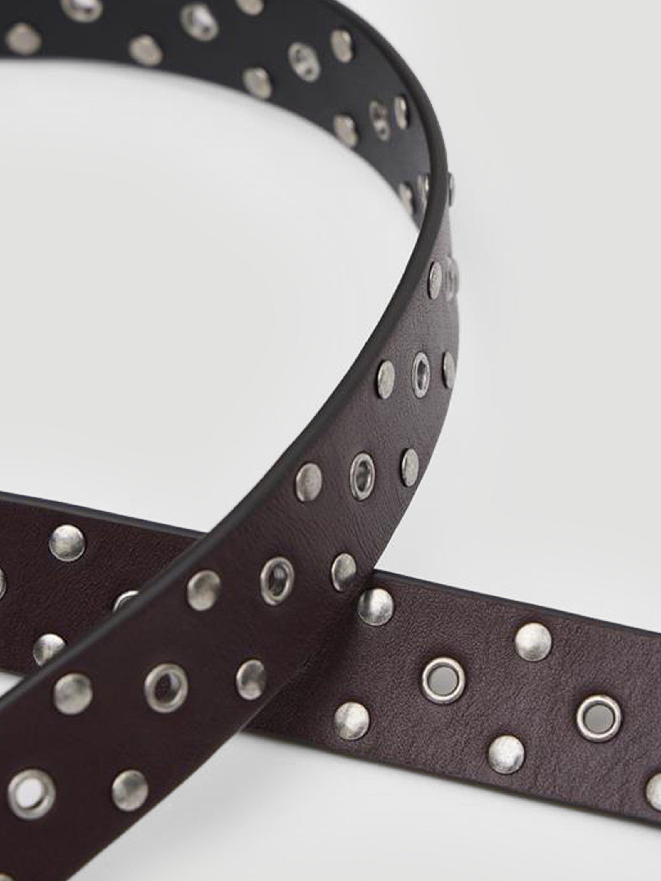 Product image 3 of 5, which shows HUSH Eyelet Belt, Wine Red, S-M