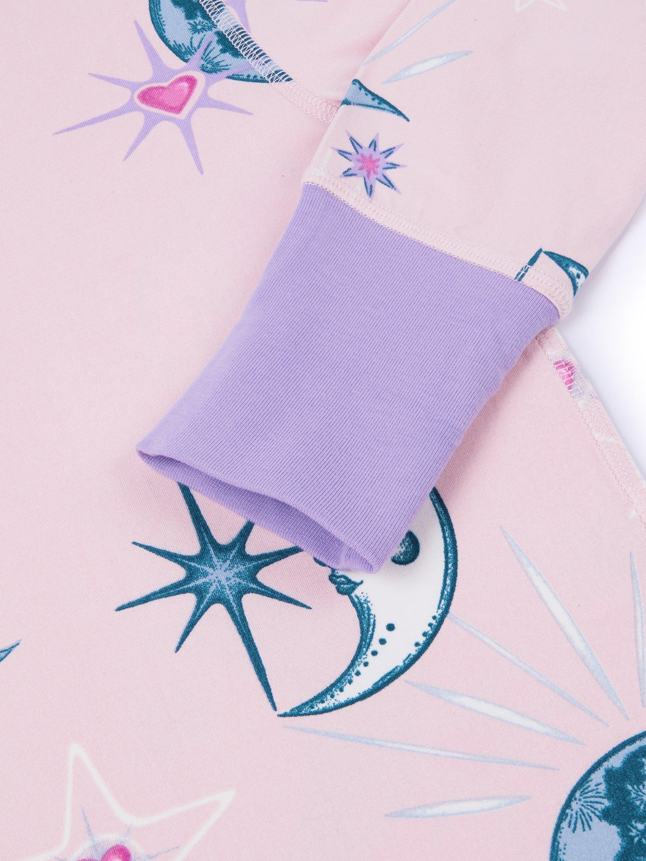 Product image 5 of 7, which shows Chelsea Peers Kids' Astral Hearts Pyjama Set, Pink, 1-2 years