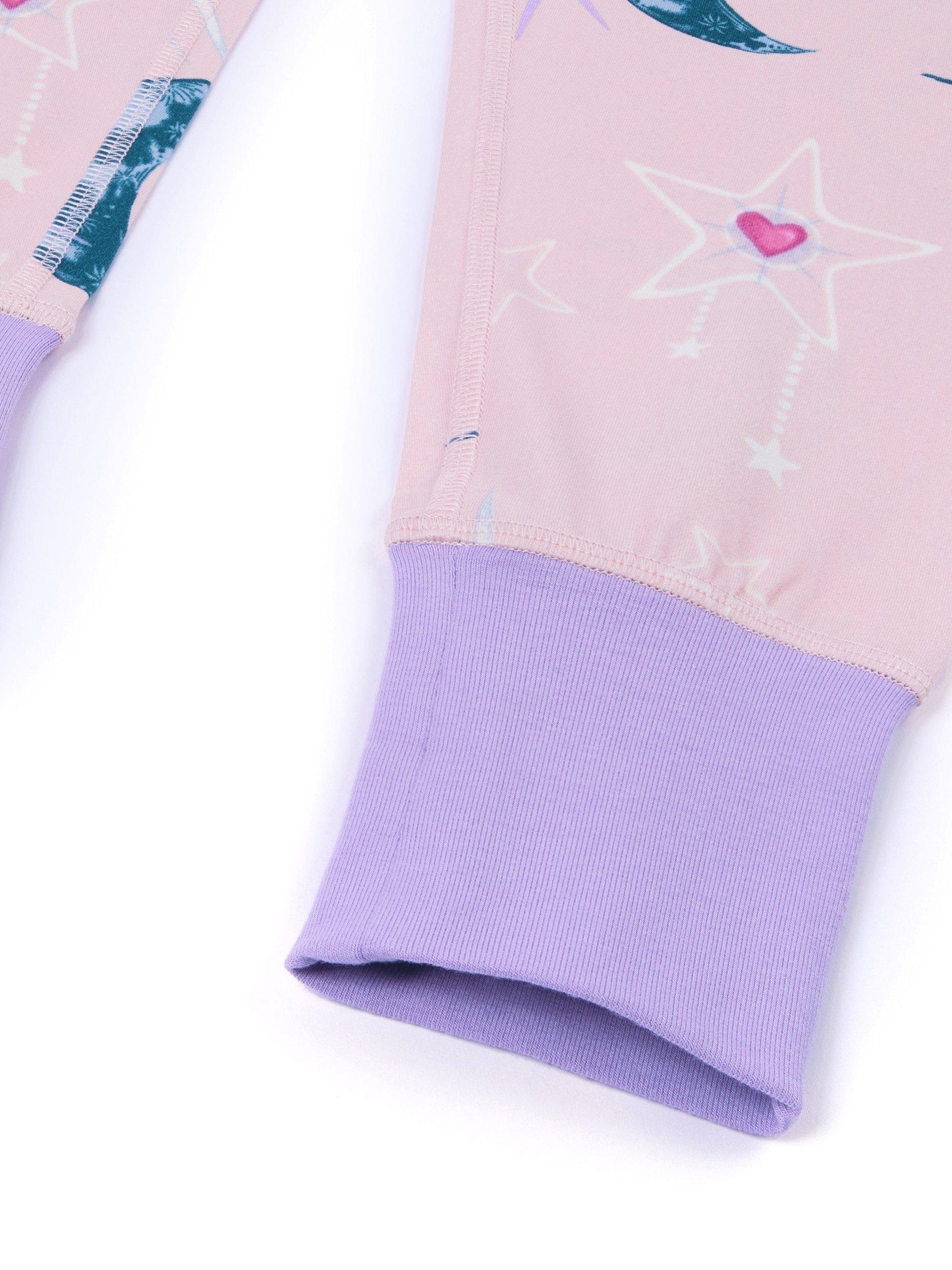 Product image 6 of 7, which shows Chelsea Peers Kids' Astral Hearts Pyjama Set, Pink, 1-2 years