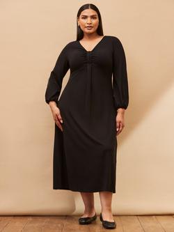 Live Unlimited Curve Pleat Front Midi Dress, Black, Black