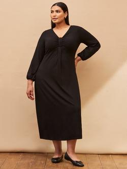 Live Unlimited Curve Pleat Front Midi Dress, Black - view 2, Black