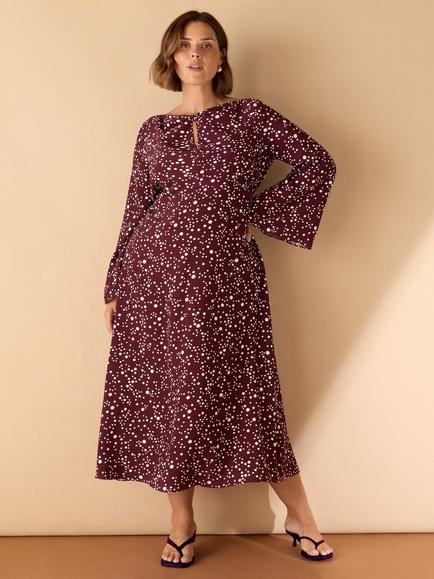 Live Unlimited Curve Spot Print Twist Neck Dress, Purple, Purple