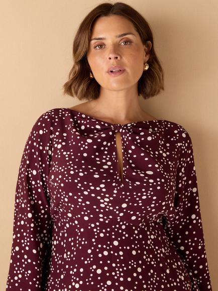 Live Unlimited Curve Spot Print Twist Neck Dress, Purple - view 2, Purple