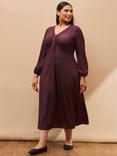 Live Unlimited Curve Animal Print Pleat Front Midi Dress, Purple