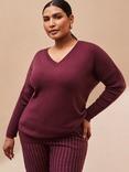 Live Unlimited Curve V-Neck Fine Knit Jumper, Red