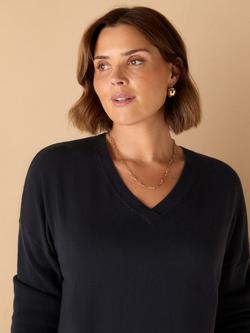 Live Unlimited Curve Drop Shoulder V-Neck Jumper, Navy - view 2, Navy
