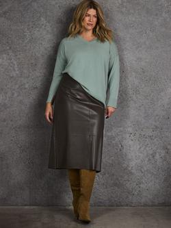 Live Unlimited Curve V-Neck Knit Jumper, Green - view 2, Green