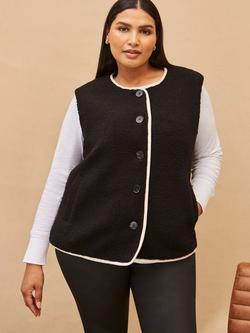 Live Unlimited Curve Contrast Trim Borg Gilet, Black, Black