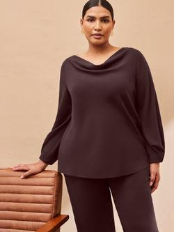 Live Unlimited Curve Cowl Neck Jumper - view 2, Brown