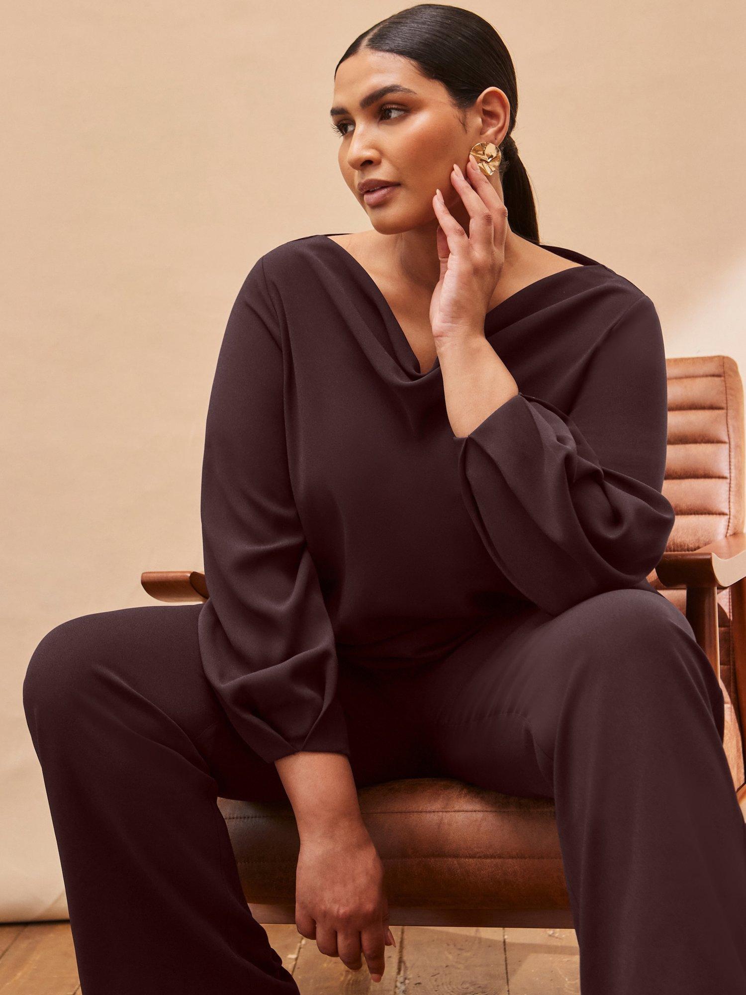 Product image 3 of 4, which shows Live Unlimited Curve Cowl Neck Jumper, Brown, 12