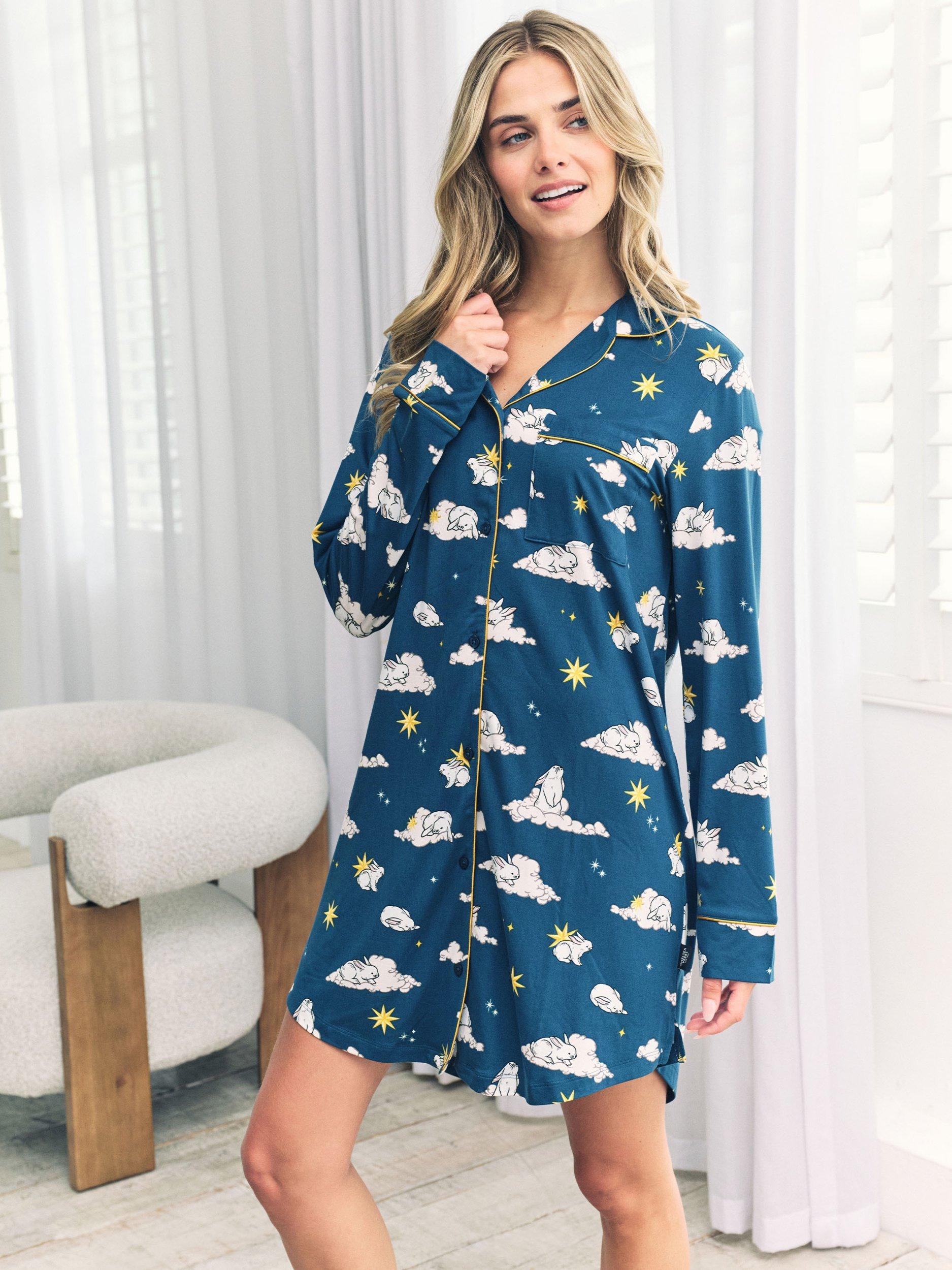 Product image 2 of 6, which shows Chelsea Peers Celestial Bunny Nightshirt, Teal, 6