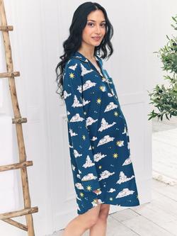 Chelsea Peers Celestial Bunny Maternity Nightshirt, Teal - view 2, Teal
