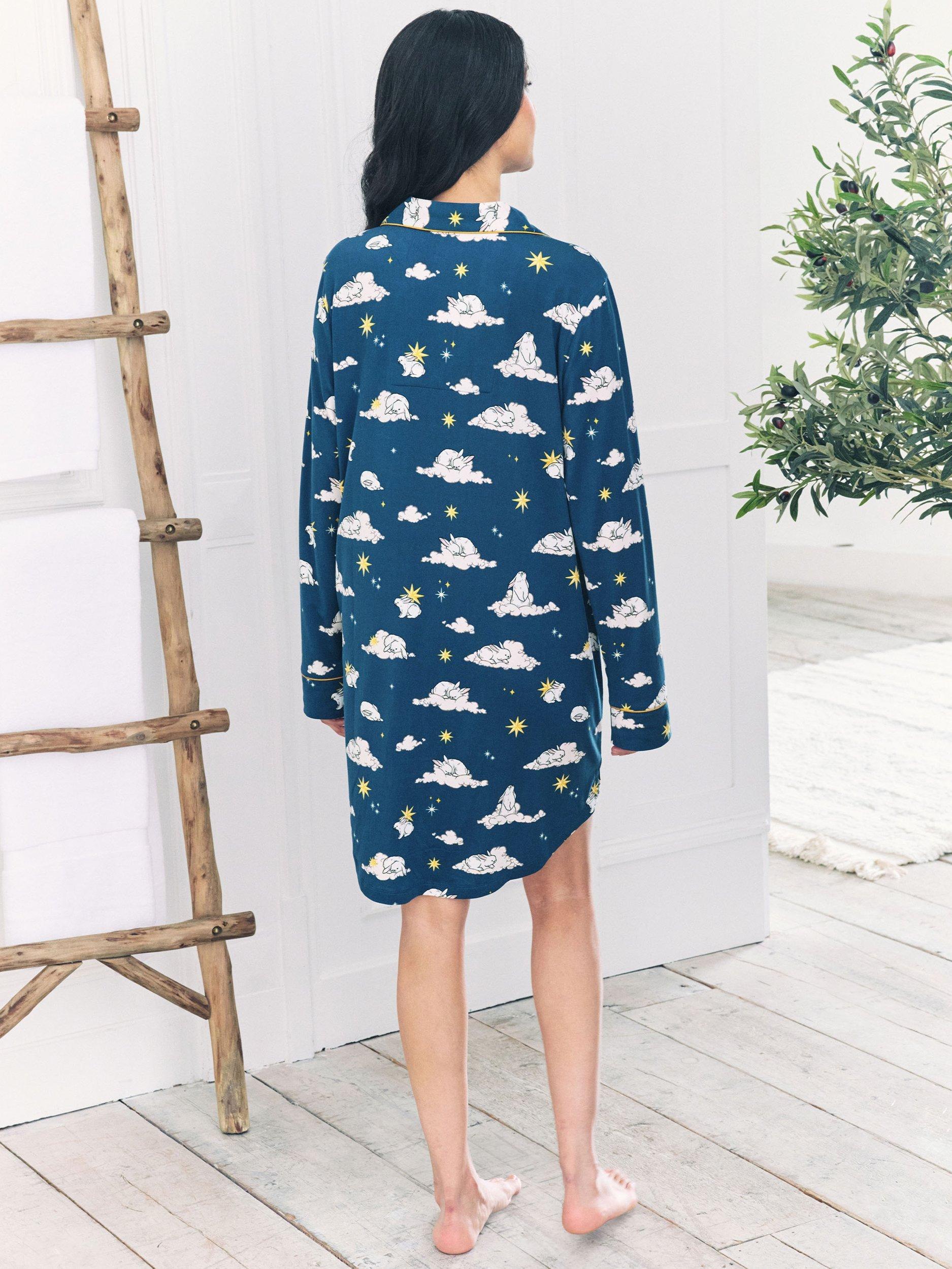 Product image 4 of 5, which shows Chelsea Peers Celestial Bunny Maternity Nightshirt, Teal, 6