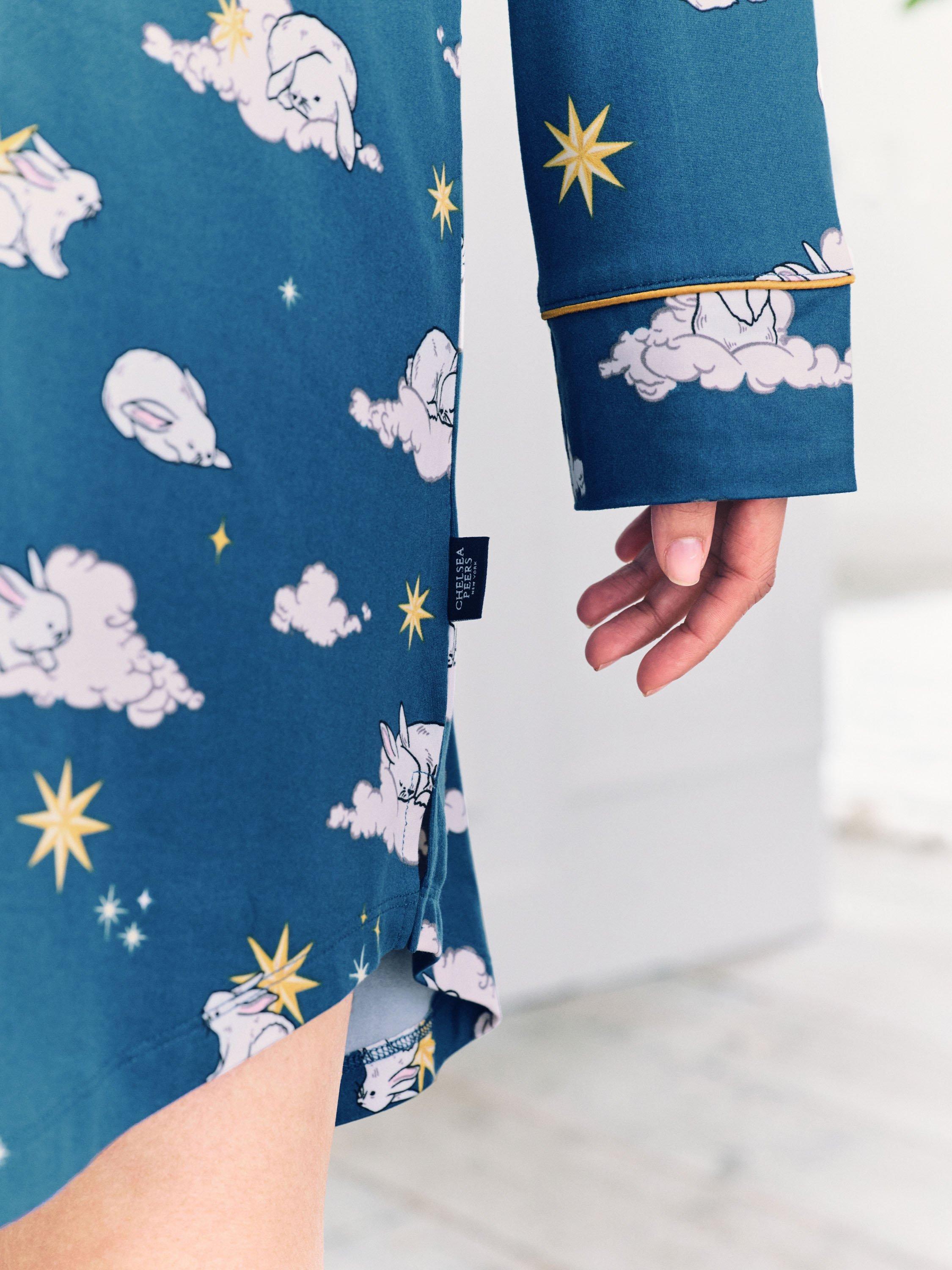 Product image 5 of 5, which shows Chelsea Peers Celestial Bunny Maternity Nightshirt, Teal, 6