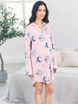 Chelsea Peers Astral Hearts Maternity Nightshirt, Pink, Pink