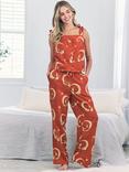 Chelsea Peers Lunar Foxes Cheesecloth Cotton Long Pyjama Set, Orange