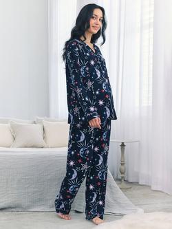 Chelsea Peers Mystic Moon Maternity Pyjama Set, Navy, Navy
