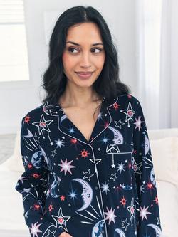 Chelsea Peers Mystic Moon Maternity Pyjama Set, Navy - view 2, Navy