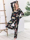 Chelsea Peers Tarot Card Long Pyjama Set, Black
