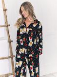 Chelsea Peers Tarot Card Long Pyjama Set, Black
