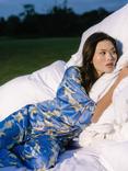 Chelsea Peers Tiled Moon Satin Long Pyjama Set, Blue