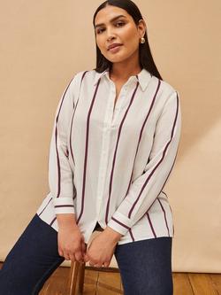 Live Unlimited Curve Stripe Long Sleeve Shirt, Natural, Natural